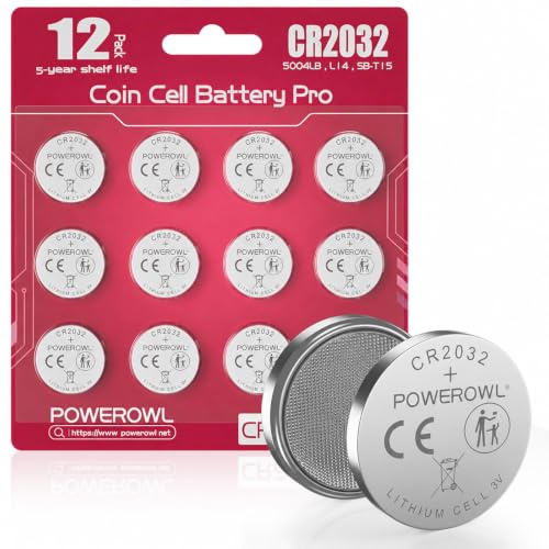 POWEROWL 12 x CR2032 3V Button Coin Cell Batteries, Baby Secure Packaging | For Apple AirTags, Home Devices