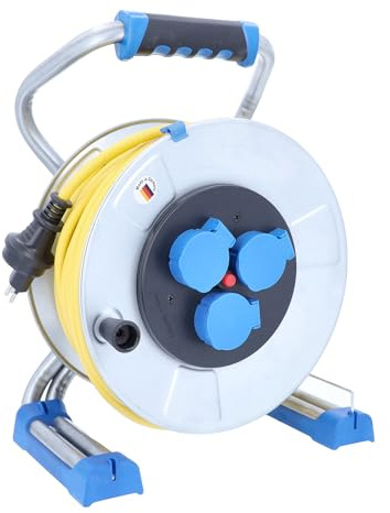 as - Schwabe Xperts Kabeltrommel 40 m K35 AT-N07V3V3-F 3G1,5 | IP44 Außenbereich, SEV T13 Stecker und 3x Typ 13 / IP55 Steckdosen, Thermoschutz, Made in Germany