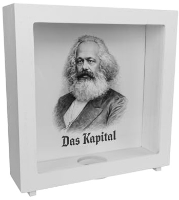 speecheese Rahmen Spardose aus Holz Karl Marx Porträt Das Kapital lustige | Sparbüchse für Geschichtsinteressierte