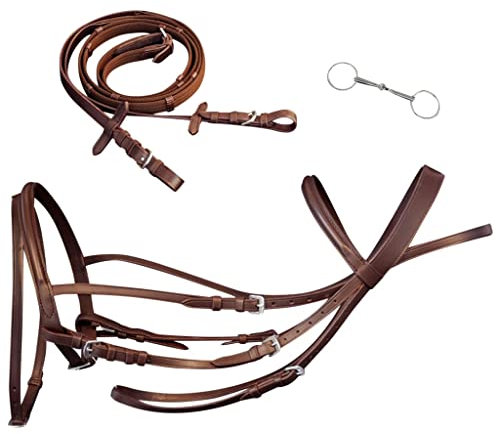 vidaXL Trense Trensenzaum Gurtzügel Ledertrense mit Zügeln Trensengebiss Cob VB