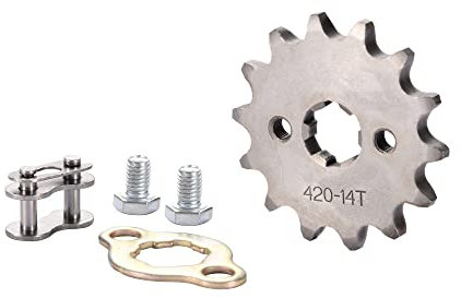 GOOFIT 420 14 T 17mm Dents Moto Pignon Moteur Pignons Coniques de chaîne Engine Remplacement pour 50cc 70cc 90cc 110cc Motorcycle Dirt Bike ATV Quad