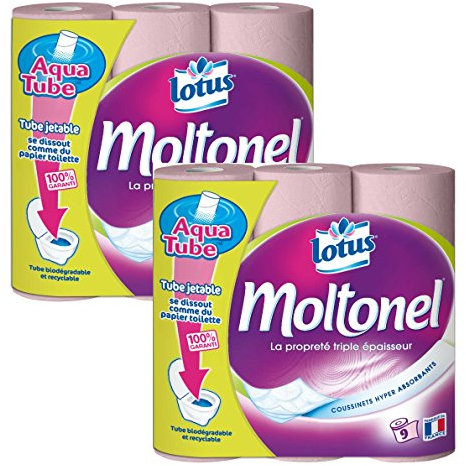 Lotus Moltonel 18 rouleaux papier toilette 3 épaisseurs doux et résistante et made in France