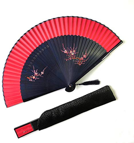 Japanese Chinesischer Blau Handfächer, zusammenklappbar fächer, 21x38cm