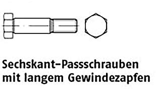 Sechskant-Paßschrauben DIN 609 10.9 M 12 x 60 SW 18 VE=S 25 Stück