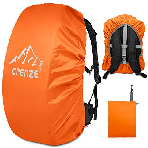 Crenze Funda Impermeable para Mochila(15-90L), Cubre Mochila Lluvia con Hebilla Ajustable, Universales Protectores Bolso con Patrón Reflectante para Ciclismo, Escalada, Viajes