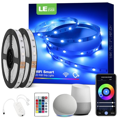Lepro Alexa Smart LED Strip Light 10M (5Mx2), WiFi RGB LED Lights for Bedroom, Smart Life App Control, Works with Alexa & Google Assistant, Colour Changing Strip Lights for Kitchen Party Christmas