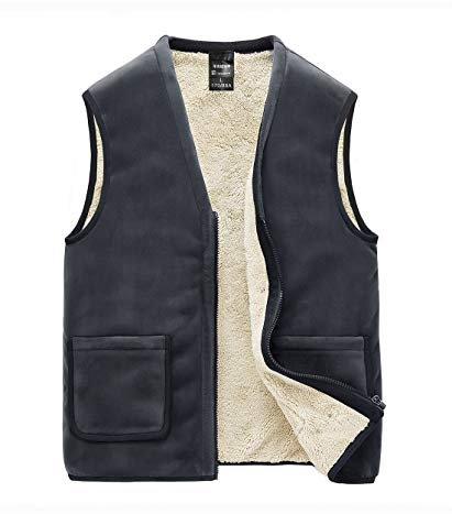 AIEOE Herren Fleeceweste mit Plüsch Gefüttert Kuschelig-warm Gefüttert Weste Winterweste für Männer - Grau Hetstellergröße 4XL/ EU L