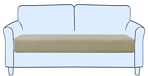subrtex Sofa Sitzkissenbezug Stretch Sitzkissenschutz Elastischer Kissenbezüge Husse überzug Bezug für Sofa Sitzkissen (2 Sitzer, Sand)