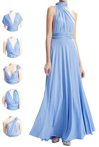 INFIWING Infinity Kleid mit Bandeau Brautjungfernkleider, Lang Übergröße Wickelkleid Damen, Multiway Kleid Hochzeitsgäste Trauzeugin Kleid Abendkleid(Einheitsgröße, Dusty Blau)