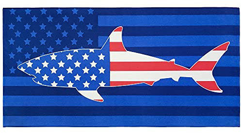 Strandtuch mit amerikanischer Flagge, 76,2 x 152,4 cm, 100 % Baumwolle (USA Hai, ein Handtuch)