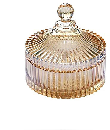 Bonbonglas mit Deckel, transparent, Apotheker-Glas, bunt, zeltförmig, für Partys, Hochzeiten, Süßigkeiten, Buffets, Kekse, Schokolade, Lebensmittel, Schmuckbox (Bernstein)