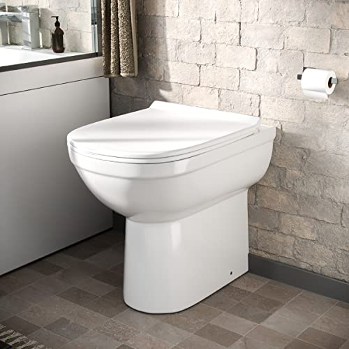 Nino Comfort Height White Back to Wall Toilet Pan & Soft Close Toilet Seat