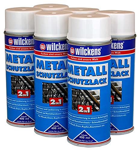 5x400 ml Wilckens Metall Schutzlack 2in1 Spray 2 L Farbwahl, Farbe:Ral 9006 Silber