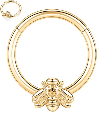 AROWRO 16G Septum Nasenring Septum Daith Helix Conch Piercing Schmuck Septum Daith Schmuck Septum Hoop Septum Piercings Septum Clicker Edelstahl Nasenringe Hoop 8mm Knorpel Daith Helix Ohrringe Gold