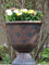 SG TRADERS Large Urn Plant Pot Stand, Flower Pots Outdoor Garden Planters, Indoor Plant Pot, Tall Planter with Drainage Holes, Strong Plastic Patio Home Plants, Black with Copper Planters, D43 x H49cm
