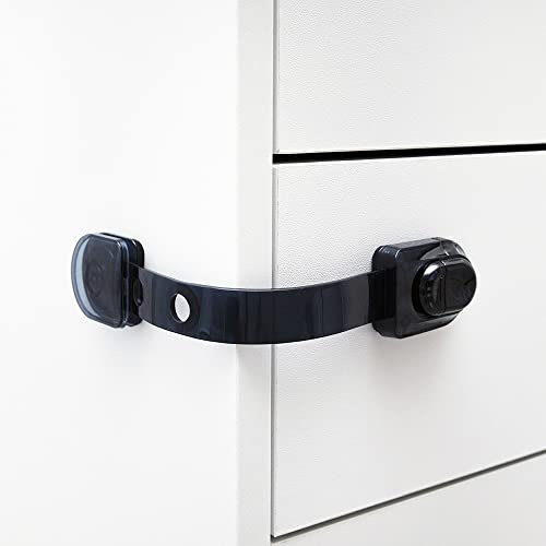 BeeGo® 2 Pack Child Safety Strap Locks - Secure Your Drawer, Cabinet, Toilet, Fridge , and Cupboards with these Baby-Proof Strap Locks - Black