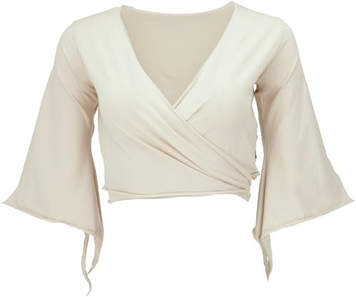 Elfen Top aus Bio-Baumwolle, Top Goa-chic, Yoga Wickeltop, Rose Water | Wickeltop aus 95% Bio-Baumwolle, 5% Elastan, Slim Fit, vielseitig tragbar, ideal für Yoga und Alltag.