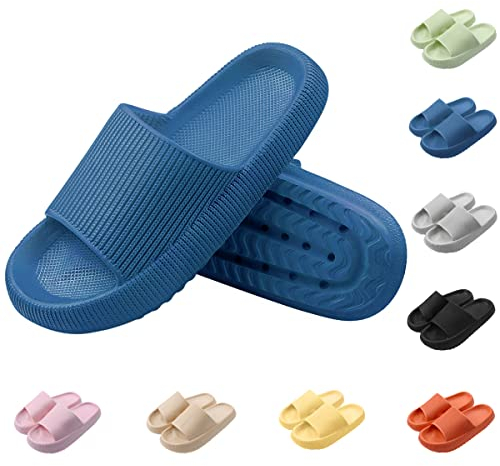 Yuccer Zapatillas de Baño Hombre Chanclas de Piscina y Playa Mujer Zapatillas Casa Verano Antideslizantes Sandalias de Ducha Pantuflas Suela Gruesa para Interior Exterior (Azul, numeric_42)