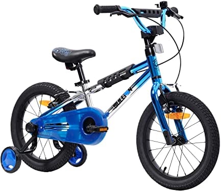 Sullivan Safeguard Bike - Premium Quality - Perfect for Age 3 to 6 Years - Lightweight 16 inch Alloy Wheels - Safety Pad Set - No Tools Training Wheels - Adjustable Seat Height - Powerful Brakes