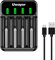 Uwayor 18650 Battery Charger LCD Universal Battery Charger 21700 Battery Charger 4 Slot for 22670 22650 21700 20650 18650 18670 18350 17670 17550 17360 Batteries