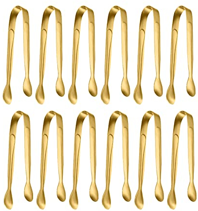Confezione da 12 pinze per il ghiaccio piccole e piccole pinze per lo zucchero, in acciaio inox, per feste, caffè, tè, vino, bar e cucina