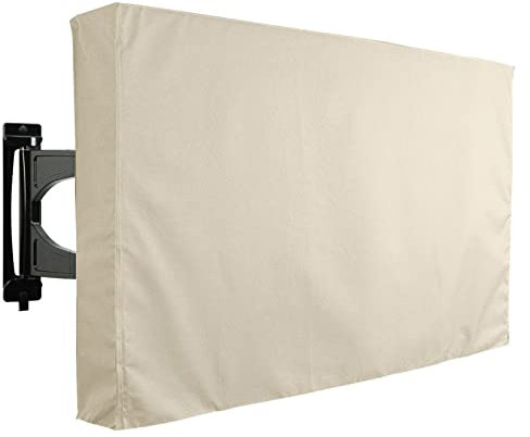 BAHULA Outdoor-TV-Abdeckung, 600D Heavy Duty All Season Weatherproof TV Screen Protector mit wasserdichtem Reißverschluss Klettverschluss, außerhalb Fernsehabdeckung,Beige,30 to 32 inch