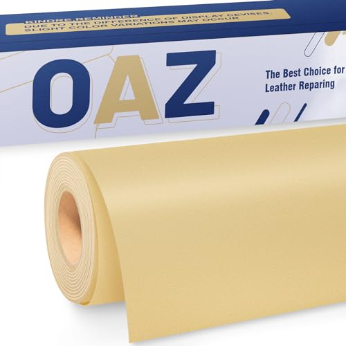 OAZ Leder Reparatur Patch, 40x80cm Selbstklebend für Möbel, Sofas, Autositze, Handtaschen, Jacken - Leder Renovierung, Gelbbeige
