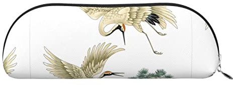BAAROO Deux grues japonaises volant peinture traditionnelle en cuir étui à crayons porte-crayons Portable Voyage Cosmétiques Pouch Gadget Ba, couleur, 5.0cm*10.5cm*20.5cm, trousse à crayons