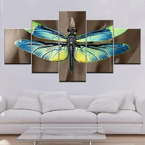 Wandbild Bunte Libelle Leinwandbild 5 Tlg Kunstdruck Modern Wandbilder Wanddekoration Design Wandkunst 5 Stücke Leinwand Wohnzimmer Dekoration Mit Rahmen 150 X 100 Cm