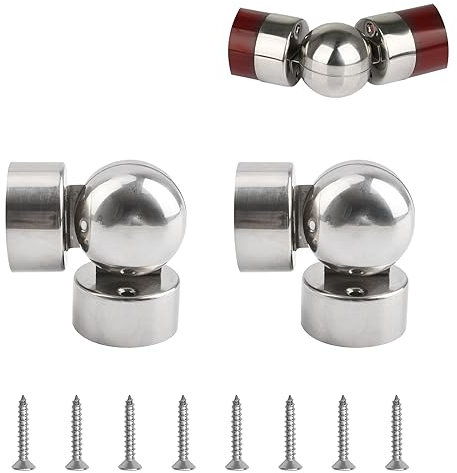 UFURMATE Handrail Pipe Connectors, 2PCS 201 Stainless Steel Universal Round Handrail Connector Adjustable Handrail Fitting Stair Railing Angle Elbow Connector for 50mm Handrail