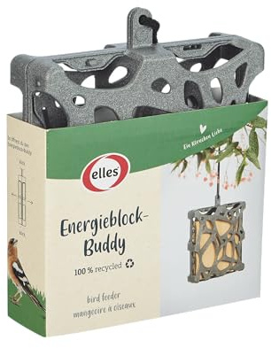 Elles Vogelfutterspender 12 Energieblock-Buddy | 100% recyceltes Material | Pfiffiger Fettblockhalter | Dekorativ & wiederverwendbar | Inklusive Aufhängeseil