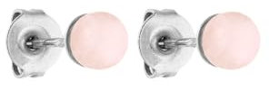 Purelei® Rose Quartz Ohrringe, Damen Orhsteckern aus langlebigem Edelstahl, Wasserfeste Ohrringe aus Rosenquarzperlen, Größe Perle 4,35 mm (Silber)