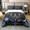 richhome 100% Baumwolle Neon Motte Bettbezug 135x200 für Jugendliche, Halloween Gothic Skull Mystery Sternenhimmel Tröstenbezug, Bohemian Sun Moon Stars Super Soft Bettwäsche Schlafzimmer