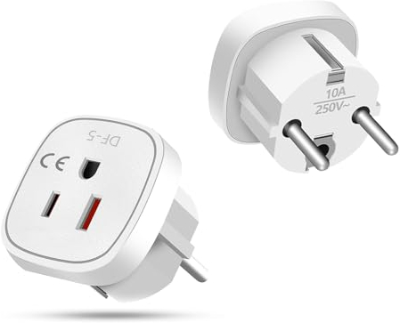 VIEVRE 2 Stück US to EU Adapter, Reiseadapte, Adapter USA Deutschland Stecker, US Adapter EU, US Stecker Adapter auf EU, Adapter Amerikanischer Stecker auf Deutsch, für Geräte mit USA-Netzteil