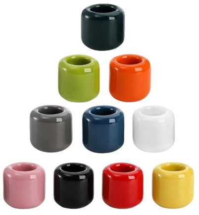 Kerzenhalter aus Keramik, 1,8 cm Durchmesser, kleine Kerzenhalter für Zuhause, zum Gießen von Glockenspielen, Ritualen, Zaubersprüchen, Wachsamen, Wicca-Zubehör und mehr (Keramik, mehrfarbig)