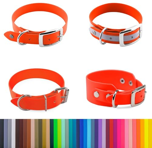 LENNIE 38mm breites Biothane Hunde-Halsband, Edelstahl-Rollschnalle, personalisiert mit Namen/Telefonnummer, schmutz-Wasser-abweisend