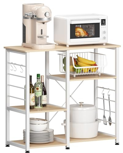 SDHYL Etagères de Cuisine pour Le Stockage 90x39x83cm Meuble Rangement Desserte de Cuisine avec Plan de Travail pour Micro-Ondes, Four, Outils de Cuisine, Érable