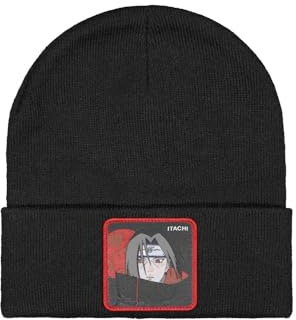 Mütze für Herren & Damen, Naruto, Mütze Itachi, Original, weich und warm, Schwarz, Rot, Grau, Größe TU, Schwarz , Einheitsgröße