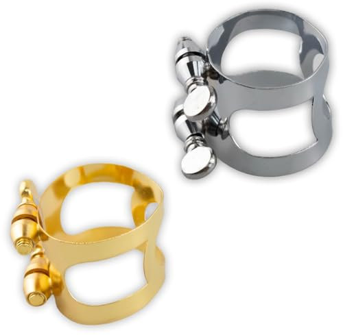 lygchii Klarinetten-Ligatur, B-flat mit verstellbaren Schrauben, Metall, Gold, 2 Stück