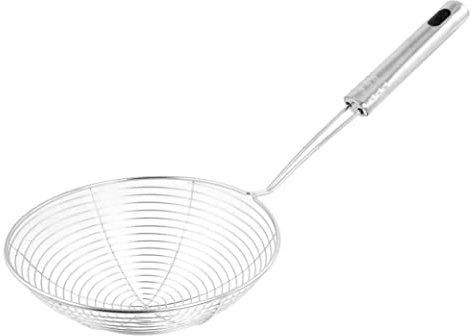 Schiumarola con filtro, mestolo, cucchiaio per schiumarola in acciaio inox, cucchiaio con filtro a rete per tagliatelle, cottura, frittura, cucchiaio per pasta, cucchiaio per schiumarola