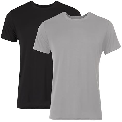 Hanes Originals Lot de 2 t-Shirts Ultra Doux en Viscose de Bambou pour Homme, Noir/Gris, Taille L, Noir/Gris, L