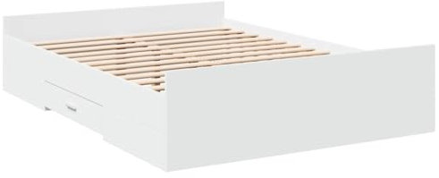 vidaXL Bettgestell, Bett mit Schubladen, Bettrahmen mit Sperrholzlatten, Doppelbett für Schlafzimmer, Schubladenbett, Weiß 120x200cm Holzwerkstoff