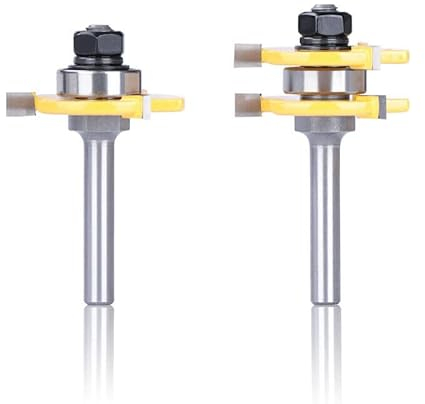 BALUGAEA 2 teilig Groove und Tongue Zunge und Nut Set Router Bit Set, 8mm Schaft, Oberfräser Holzbearbeitung Scheibennutfräser für Holz, MDF, Spanplatten, Sperrholzplatte