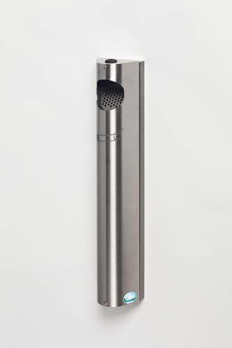 PROREGAL Praktischer Wandascher mit Abstreifblech | Wandmontage + Verschließbar | 3,5 Liter, HxBxT 55x11x8,5cm | Edelstahl | Ascher Aschenbecher