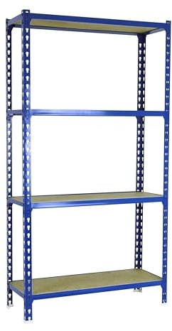 PROREGAL Schwerlastregal MID MULI | HxBxT 150x120x50cm | 4 Fachböden | Fachlast 200kg | Blau | Lagerregal Kellerregal Werkstattregal