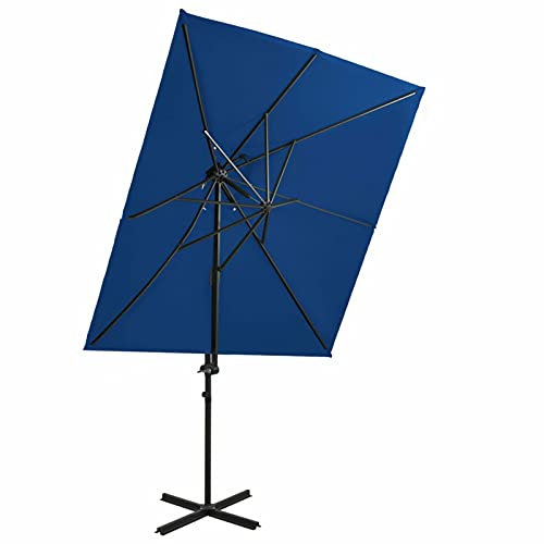 Homgoday Ampelschirm mit doppelter Abdeckung, 250 x 250 cm, rot, Bordó, Mobil Decor, azure blue, Groß