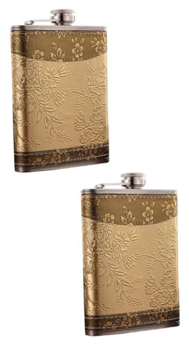 Amosfun 2pcs Insulated Water Bottle for Men Stainless Steel Pocket Flask Hip Flask Cover Leakproof Whiskey Bottle Compact for Hiking Camping