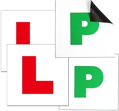 Magnetic L & P Plates, Learner L Plates Passed P Plates 4 Pack Fully Magnetic L & P Plates for New Driver Cars & Motorcycles