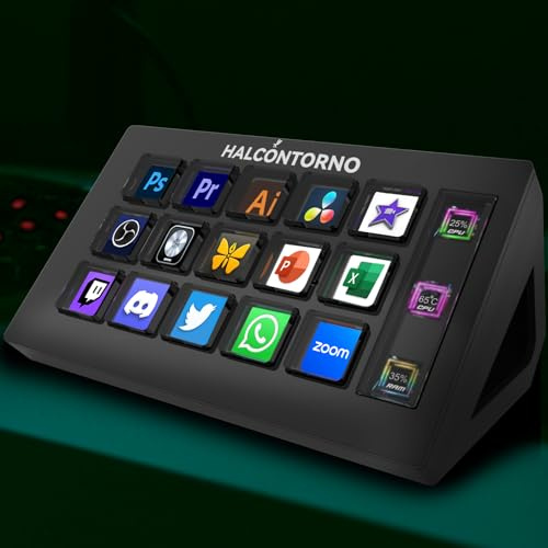 HALCONTORNO Stream Dock Slim - Steamdeck für PC Mac, Wired Streaming Controller für Content Creators Gamer, Programmierbare Makro-Tastatur, Streaming Gaming Setup, OBS Studio YouTube