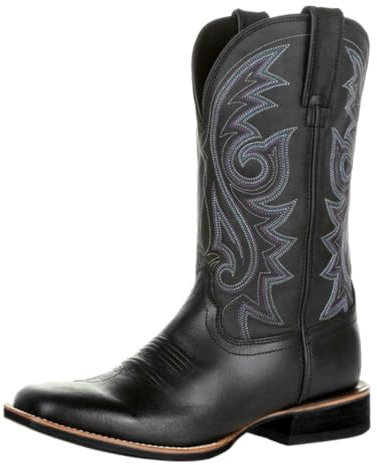 Minetom Stivali da Cowboy da Uomo Ricamo A Punta Stivali Western Stivali A metà Polpaccio Vintage Tacco A Blocco Stivali Lunghi A Schwarz 47 EU